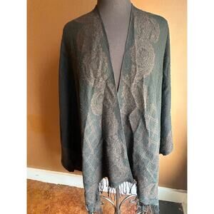 Women's Black and Brown Wrap Shawl Scarf GUC